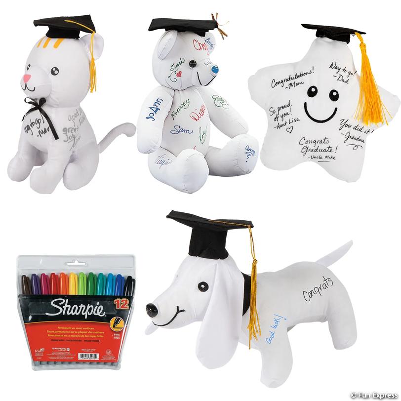 Graduation Autograph Stuffed Characters with Markers Kit