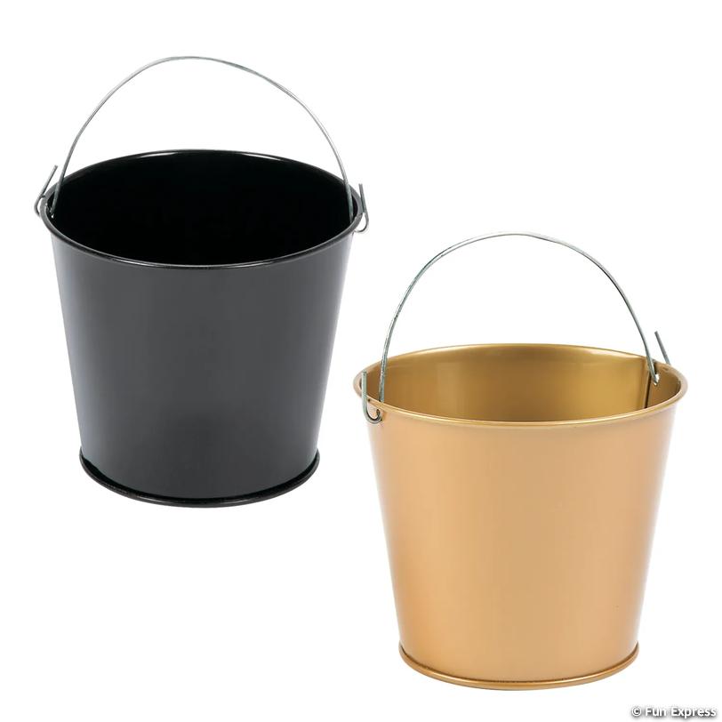 Gold & Black Mini Metal Pails Kit