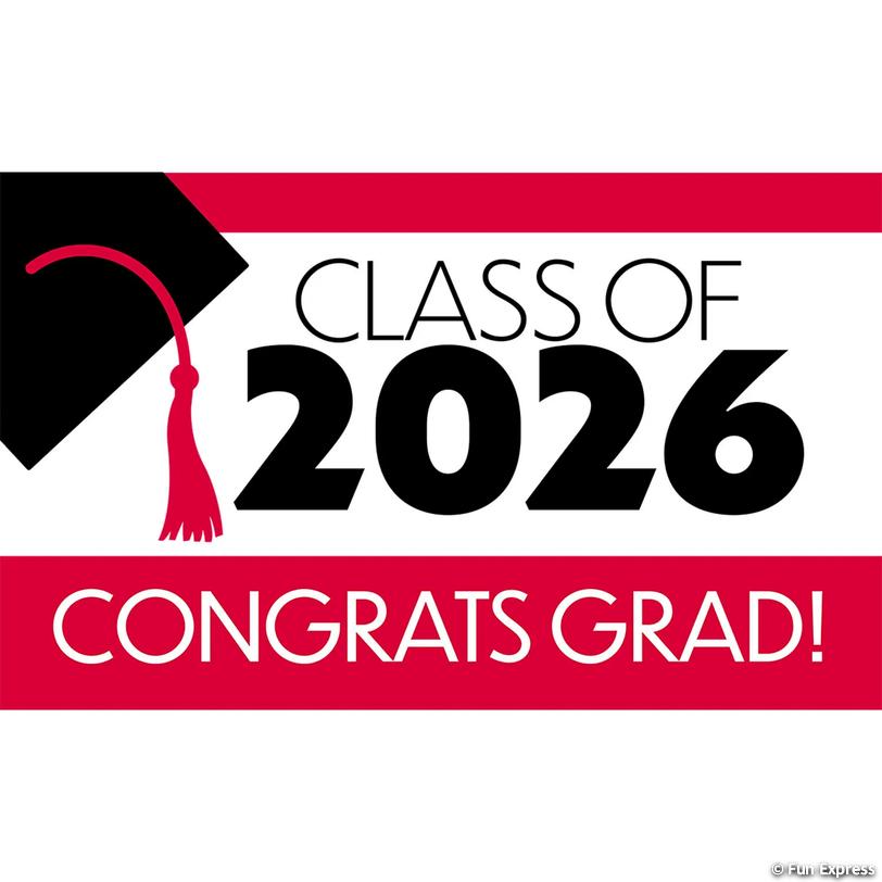 Graduation Red Class of 2026 Congrats Grad Banner
