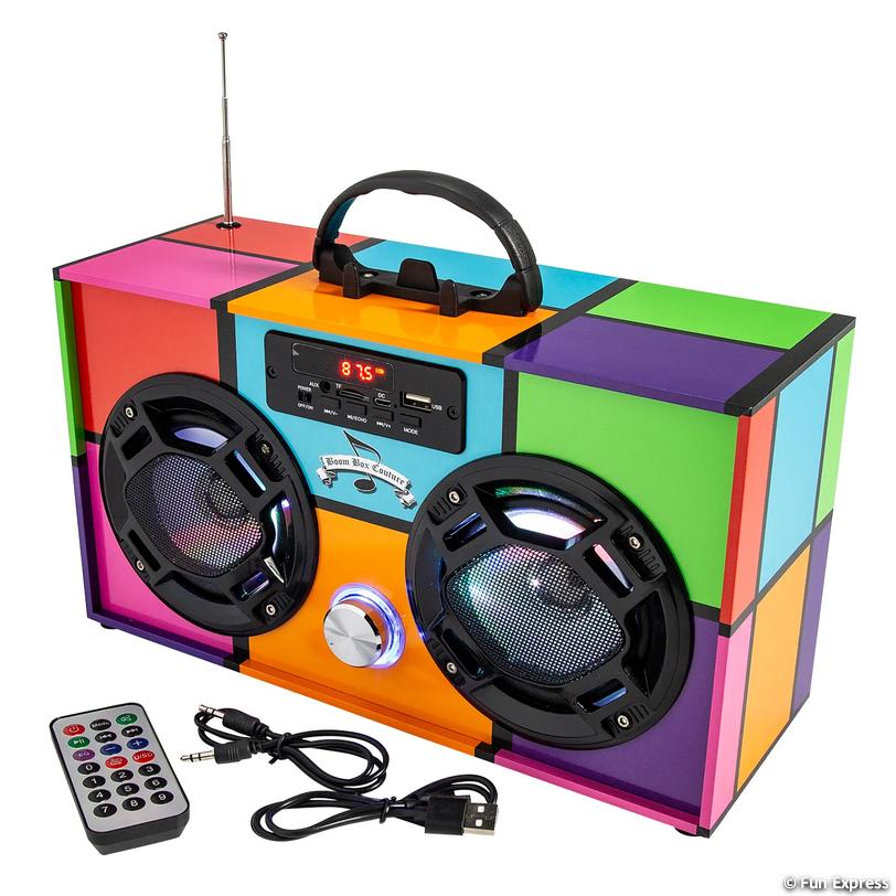 Retro 90s Boombox LED Light-Up Wireless Bluetooth Speaker