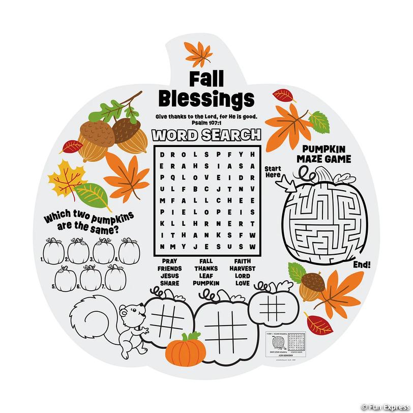 Religious Fall Activity Placemats